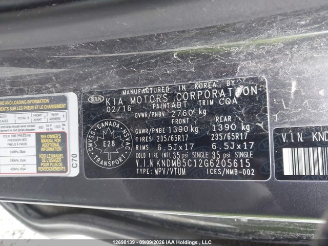 KIA SEDONA LX 2016 KNDMB5C12G6205615 Image 9