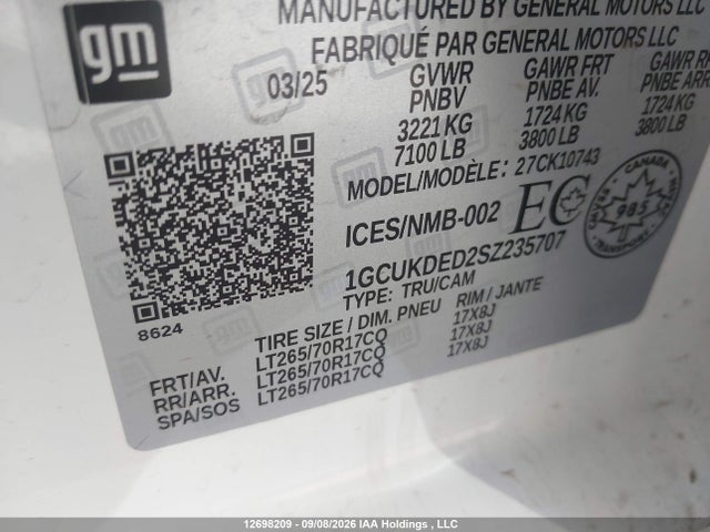 Chevrolet Silverado K1500 Lt 2025 1GCUKDED2SZ235707 Image 9