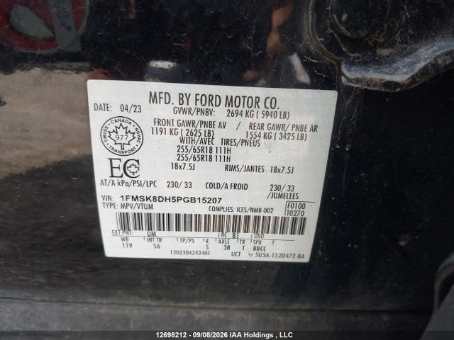 Ford EXPLORER XLT 2023 1FMSK8DH5PGB15207 Image 9