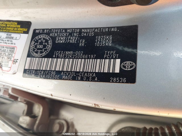 Продажа на аукционе авто 2005 Toyota Camry Le/se/std/xle, vin: 4T1BE32K25U066197, номер лота: 12698232