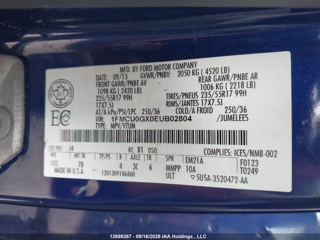 Ford ESCAPE SE 2014 1FMCU0GX0EUB02804 Image 9