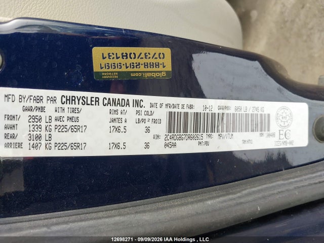 Aukcja sprzedaży 2013 Dodge Grand Caravan Se, vin: 2C4RDGBG7DR602615, numer aukcji: 12698271