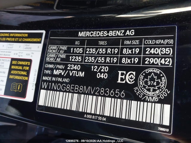Aukcja sprzedaży 2021 Mercedes-benz Glc 300 4matic, vin: W1N0G8EB8MV283656, numer aukcji: 12698276