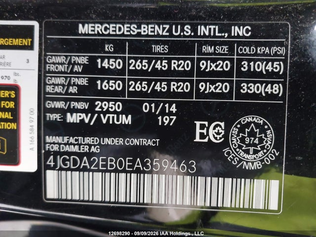 Mercedes-Benz Ml 350 Bluetec 2014 4JGDA2EB0EA359463 Image 18