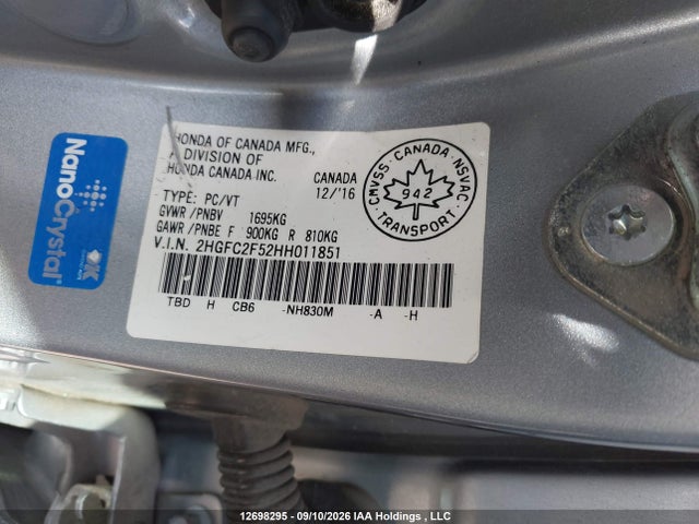Aukcja sprzedaży 2017 Honda Civic Lx, vin: 2HGFC2F52HH011851, numer aukcji: 12698295