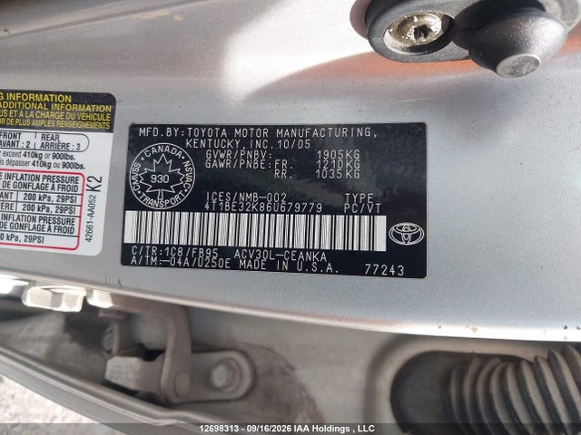Продажа на аукционе авто 2006 Toyota Camry Le/xle/se, vin: 4T1BE32K86U679779, номер лота: 12698313