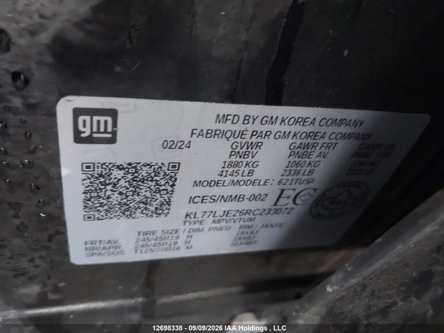 Chevrolet Trax 2024 KL77LJE26RC233072 Image 9