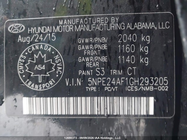 Hyundai SONATA GLS 2016 5NPE24AF1GH293205 Image 20