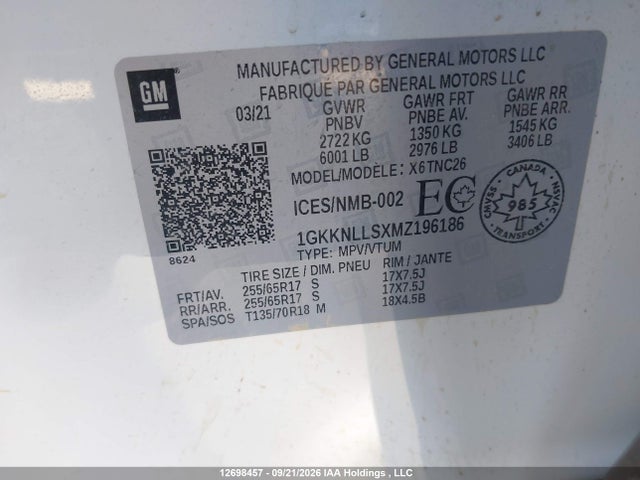 Продаж на аукціоні авто 2021 Gmc Acadia At4, vin: 1GKKNLLSXMZ196186, номер лоту: 12698457