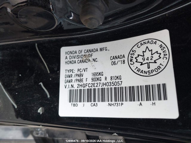 Honda Civic Dx 2018 2HGFC2E27JH035057 Image 18
