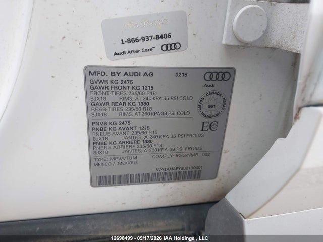 WA1ANAFY8J2139401 Audi Q5 2.0t Komfort