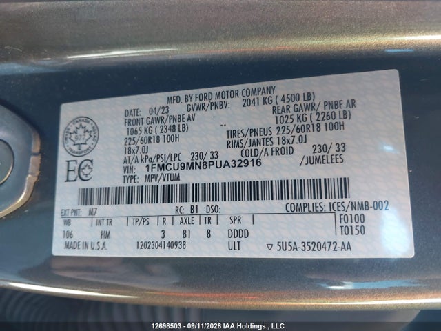 Ford Escape St-line 2023 1FMCU9MN8PUA32916 Image 9