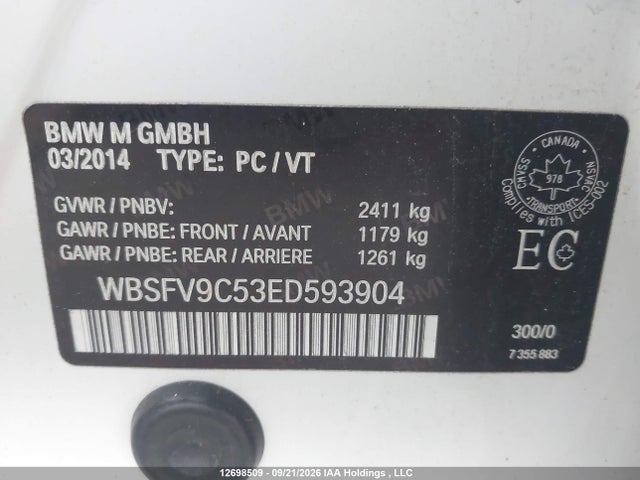 12698509 :رقم المزاد ، WBSFV9C53ED593904 vin ، 2014 Bmw M5 مزاد بيع