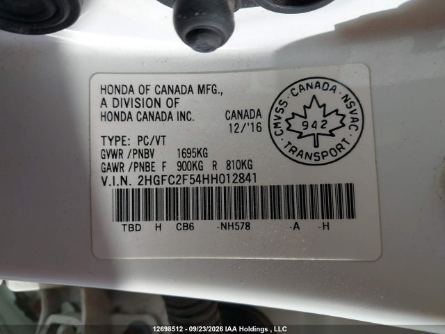 Aukcja sprzedaży 2017 Honda Civic, vin: 2HGFC2F54HH012841, numer aukcji: 12698512