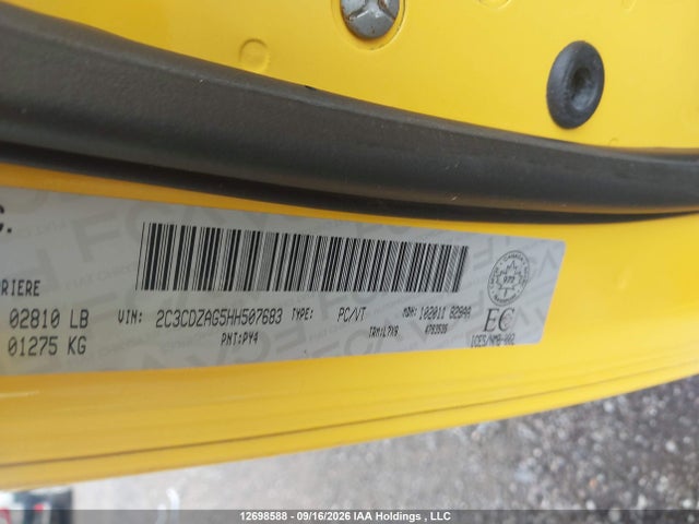 2017 Dodge Challenger Sxt მანქანა იყიდება აუქციონზე, vin: 2C3CDZAG5HH507683, აუქციონის ნომერი: 12698588