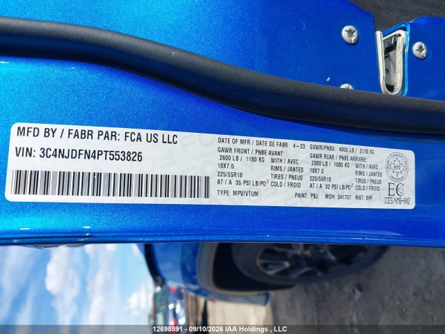 Продаж на аукціоні авто 2023 Jeep Compass Altitude, vin: 3C4NJDFN4PT553826, номер лоту: 12698591