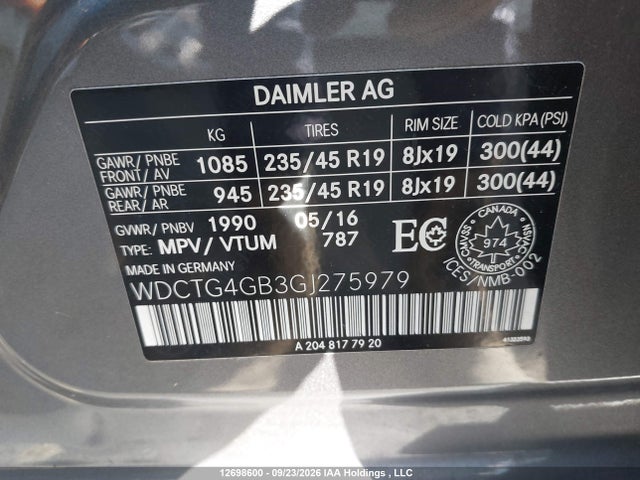 WDCTG4GB3GJ275979 Mercedes-Benz Gla 250 4matic