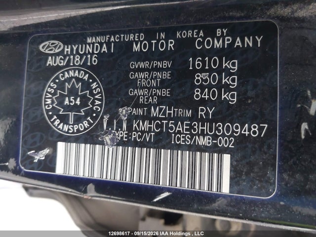 Hyundai ACCENT SE 2017 KMHCT5AE3HU309487 Image 9