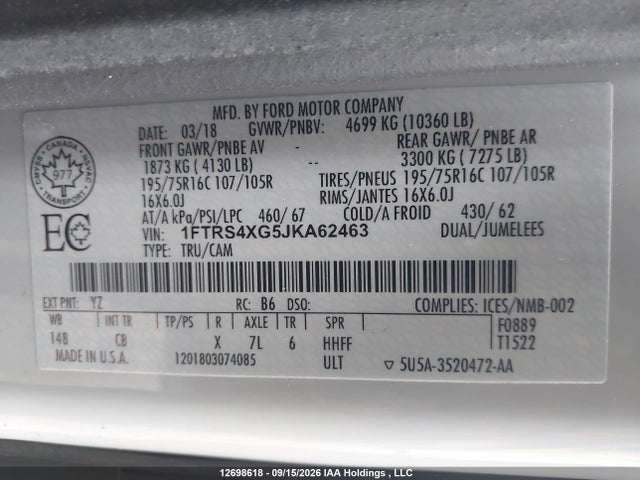Ford Transit-350 2018 1FTRS4XG5JKA62463 Image 9