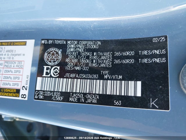 JTEABFAJ2SK036283 Toyota Land Cruiser