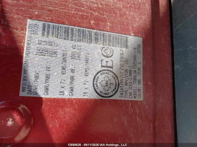 Nissan Rogue 2020 5N1AT2MV2LC703997 Image 9