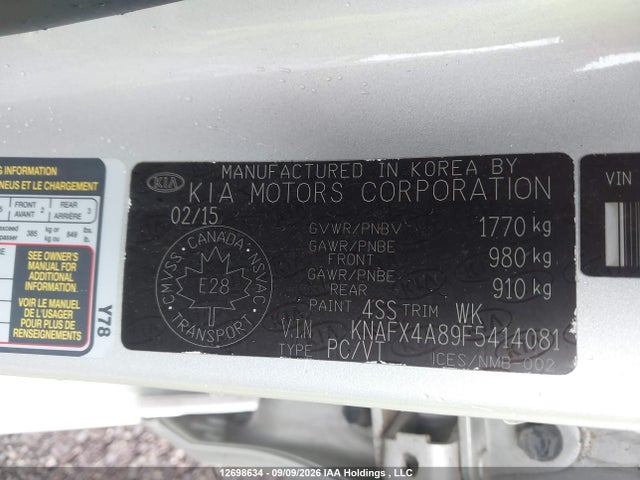 KIA Forte 2.0l Ex 2015 KNAFX4A89F5414081 Image 9