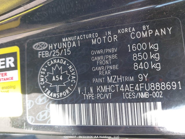 Hyundai ACCENT SE 2015 KMHCT4AE4FU888691 Image 19