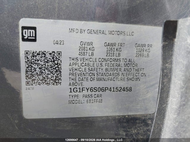 Auction sale of the 2023 Chevrolet Bolt Euv Fwd Lt, vin: 1G1FY6S06P4152458, lot number: 12698647