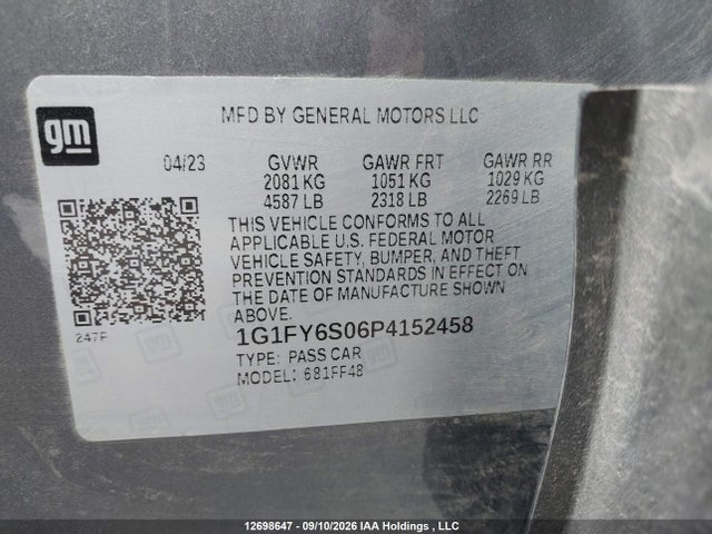 Auction sale of the 2023 Chevrolet Bolt Euv Fwd Lt, vin: 1G1FY6S06P4152458, lot number: 12698647