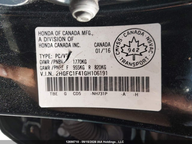 Honda Civic 2016 2HGFC1F41GH106191 Image 19