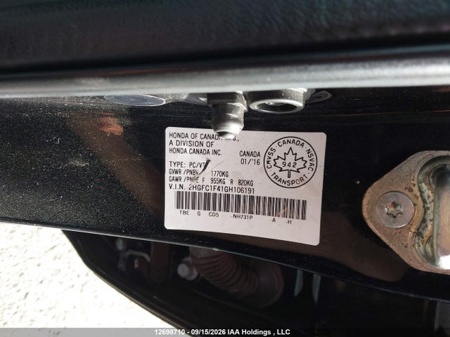 Honda Civic 2016 2HGFC1F41GH106191 Image 9