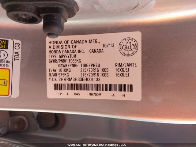 Продажа на аукционе авто 2014 Honda Cr-v Lx, vin: 2HKRM3H33EH001133, номер лота: 12698723