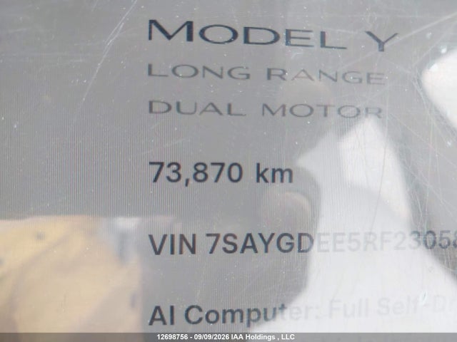 Auction sale of the 2024 Tesla Model Y, vin: 7SAYGDEE5RF230581, lot number: 12698756