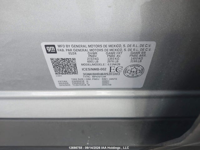 Aukcja sprzedaży 2024 Chevrolet Blazer Lt, vin: 3GNKBHR46RS201003, numer aukcji: 12698758