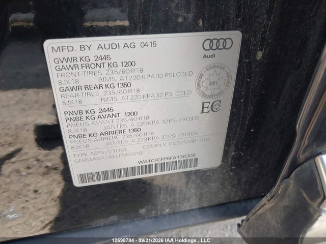 WA1CFCFP6FA136308 Audi Q5 2.0t Komfort