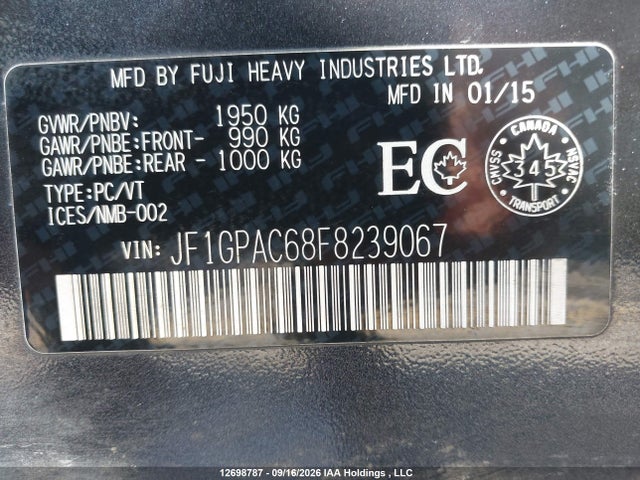 Subaru Impreza 2015 JF1GPAC68F8239067 Image 19