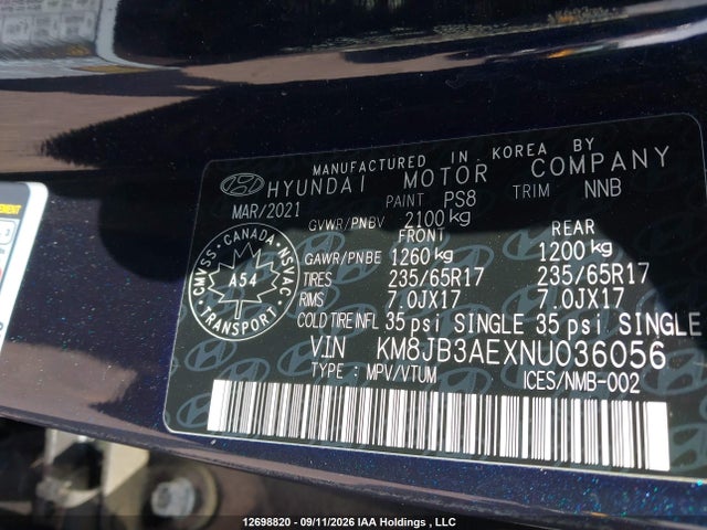 Hyundai TUCSON SEL 2022 KM8JB3AEXNU036056 Image 19