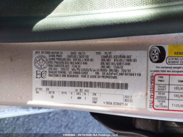 Ford Fiesta 2015 3FADP4TJ8FM194118 Image 9