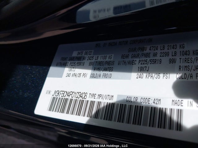 JM3KFBCM4P0103408 Mazda CX-5