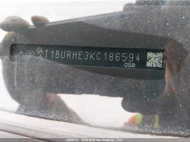 Aukcja sprzedaży 2019 Toyota Corolla, vin: 2T1BURHE3KC186594, numer aukcji: 12698872