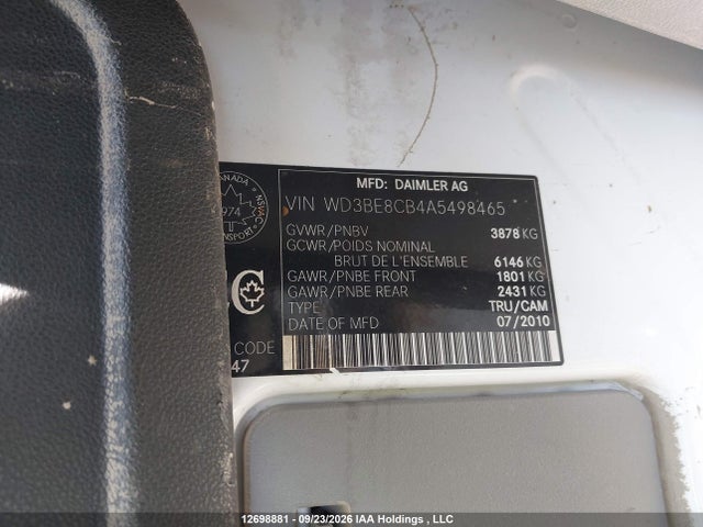 12698881 :رقم المزاد ، WD3BE8CB4A5498465 vin ، 2010 Mercedes-benz Sprinter 2500 مزاد بيع