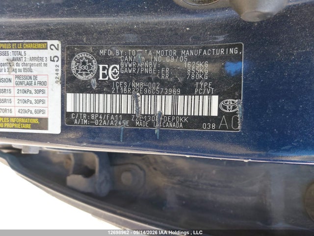 Aukcja sprzedaży 2006 Toyota Corolla, vin: 2T1BR32E96C573969, numer aukcji: 12698962