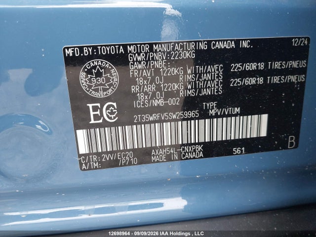 Продажа на аукционе авто 2025 Toyota Rav4 Hybrid, vin: 2T35WRFV5SW259965, номер лота: 12698964