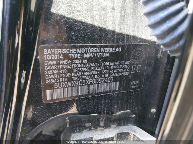 Продаж на аукціоні авто 2015 Bmw X3 Xdrive28i, vin: 5UXWX9C5XF0D52403, номер лоту: 12698978