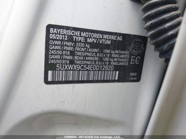BMW X3 Xdrive28i 2014 5UXWX9C54E0D12820 Image 9