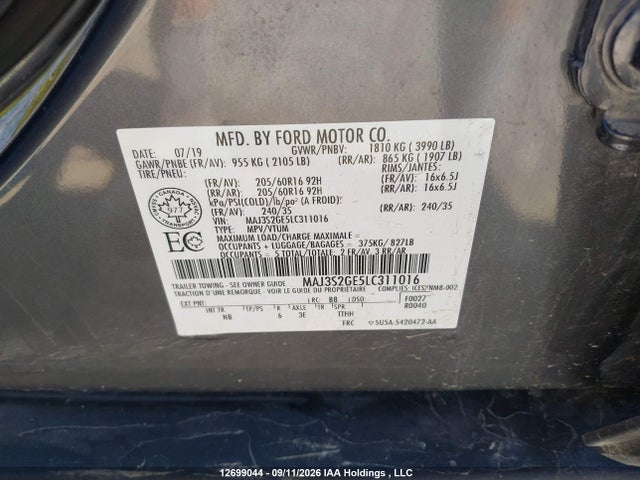 Ford Ecosport 2020 MAJ3S2GE5LC311016 Image 9