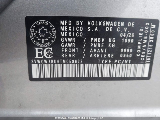 3VWCW7BU6TM059623 Volkswagen Jetta Trendline