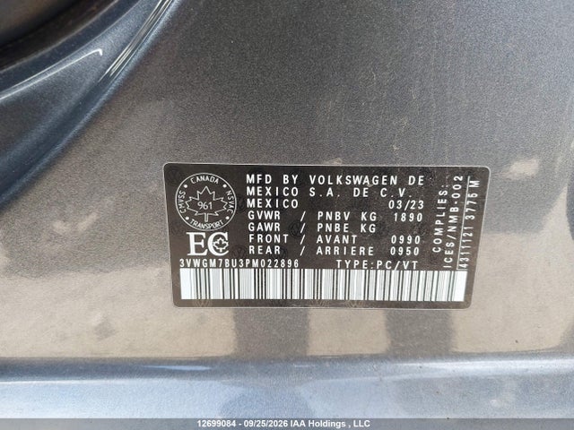 Aukcja sprzedaży 2023 Volkswagen Jetta Highline, vin: 3VWGM7BU3PM022896, numer aukcji: 12699084