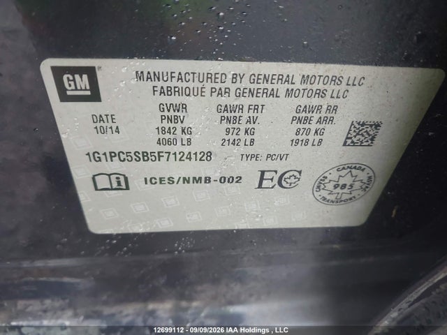 1G1PC5SB5F7124128 Chevrolet Cruze