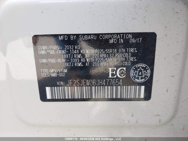 Aukcja sprzedaży 2018 Subaru Forester 2.5i Touring, vin: JF2SJEWC6JH477654, numer aukcji: 12699119